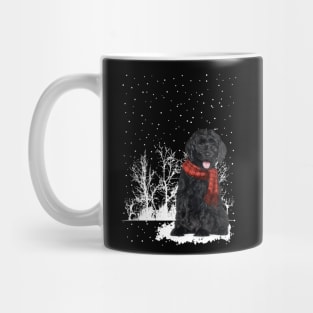 Christmas Labradoodles With Scarf In Winter Forest Mug